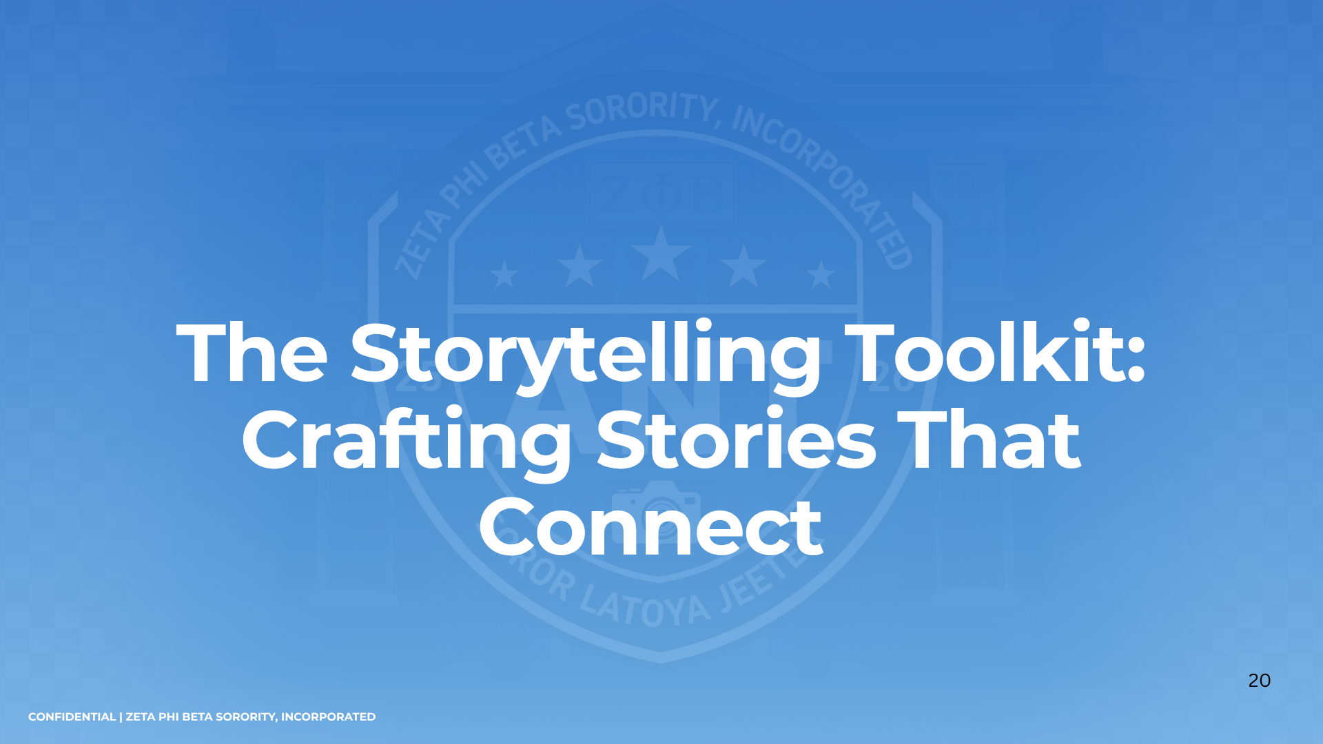 Slide titled The Storytelling Toolkit: Crafting Stories That Connect, from Latoya Jeeter's storytelling training