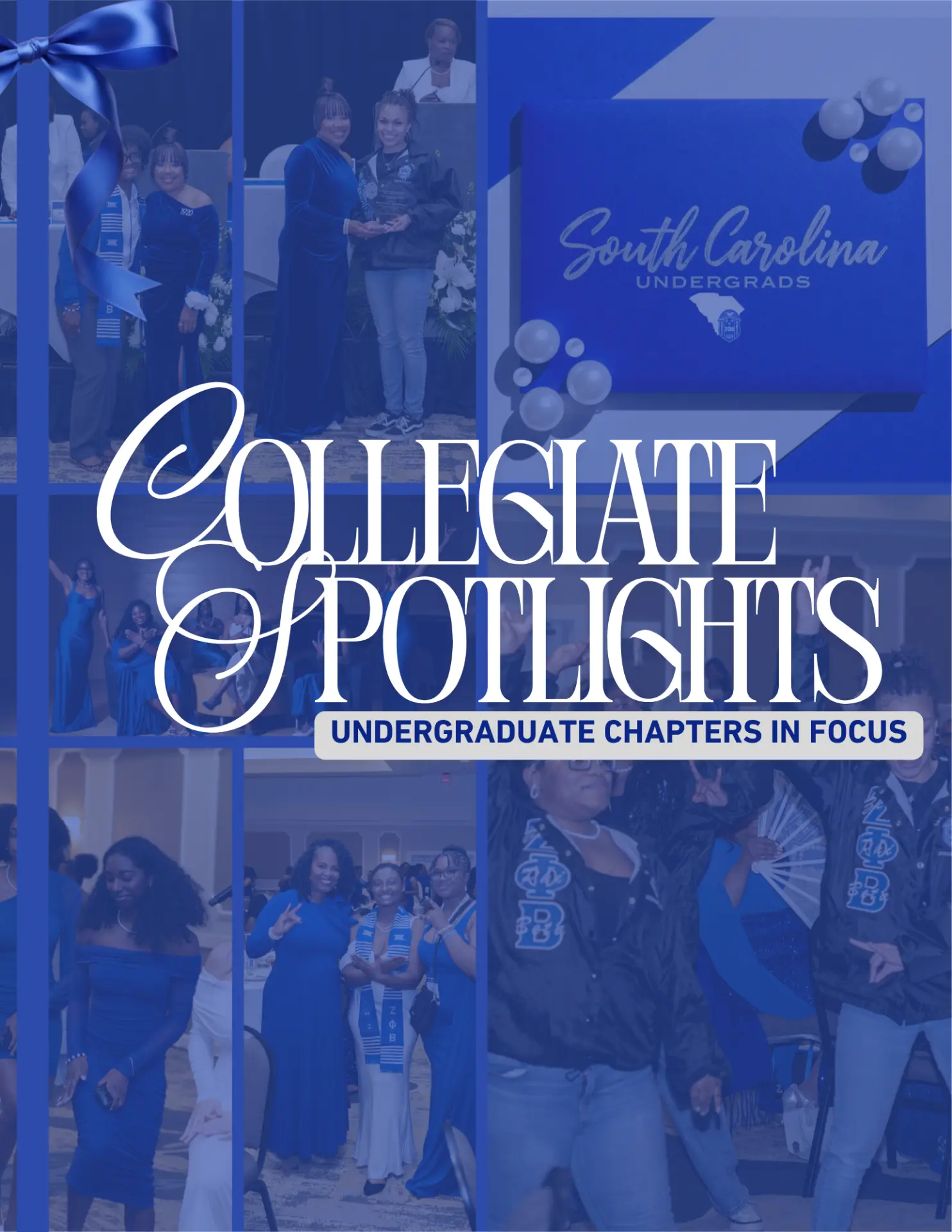 Collegiate Spotlights page introducing undergraduate chapters in The Zeta Pipeline