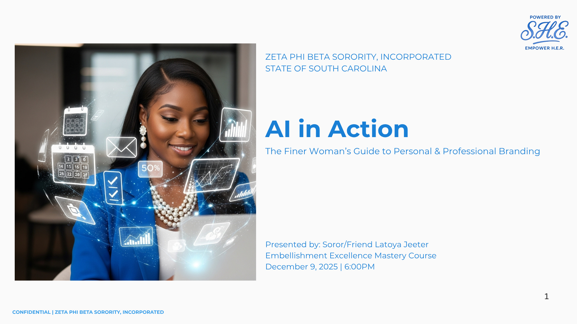 AI in Action presentation cover by Latoya Jeeter, December 9, 2025